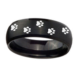 10mm-Paw-Print-Dome-Brush-Black-Tungsten-Carbide-Wedding-Engraving-Ring