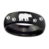 8mm-Bear-and-Paw-Dome-Brush-Black-Tungsten-Carbide-Wedding-Band-Ring