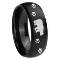 10mm Bear and Paw Dome Brush Black Tungsten Carbide Anniversary Ring