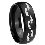 10mm Foot Print Dome Brush Black Tungsten Carbide Bands Ring