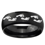 10mm Foot Print Dome Brush Black Tungsten Ring