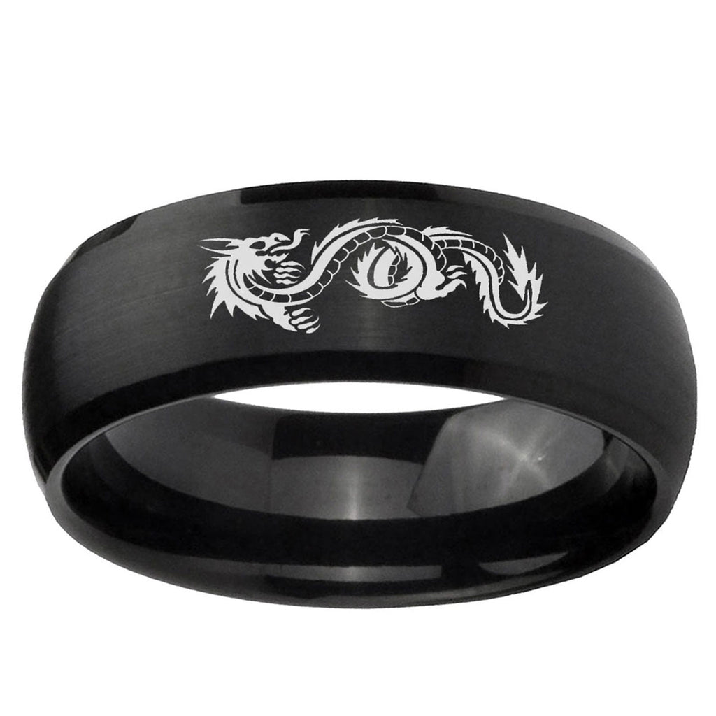 5MMDragon Dome Brush Black Tungsten Carbide Men's Bands Ring