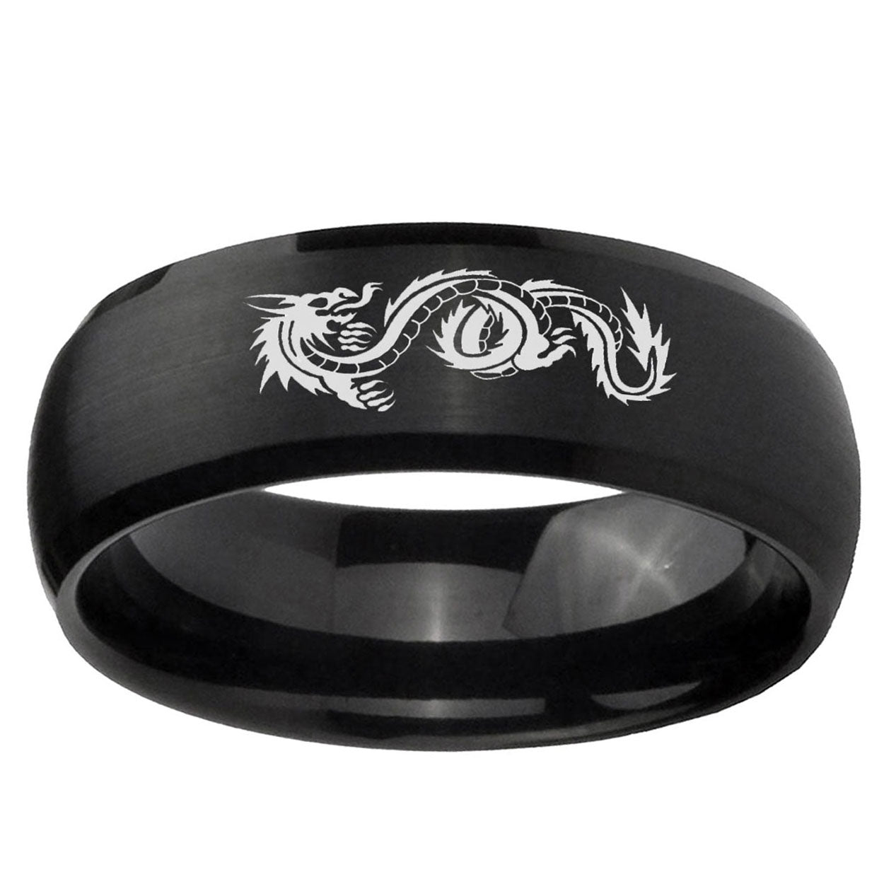 5MMDragon Dome Brush Black Tungsten Carbide Men's Bands Ring
