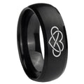10mm Infinity Love Dome Brush Black Tungsten Carbide Mens Anniversary Ring
