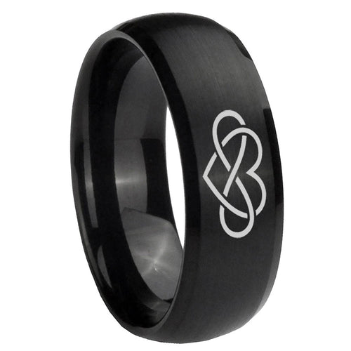 10mm Infinity Love Dome Brush Black Tungsten Carbide Mens Anniversary Ring