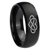 8mm Infinity Love Dome Brush Black Tungsten Carbide Custom Mens Ring
