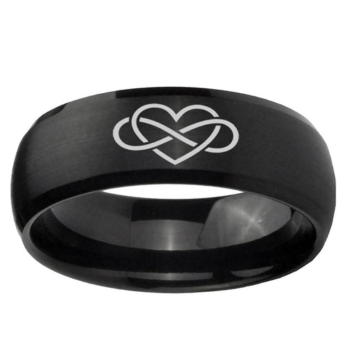 10mm Infinity Love Dome Brush Black Tungsten Ring