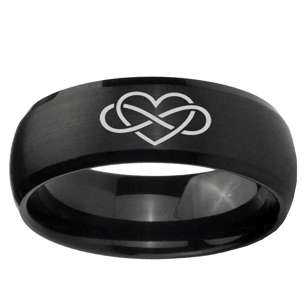 5MMInfinity Love Dome Brush Black Tungsten Custom Mens Ring