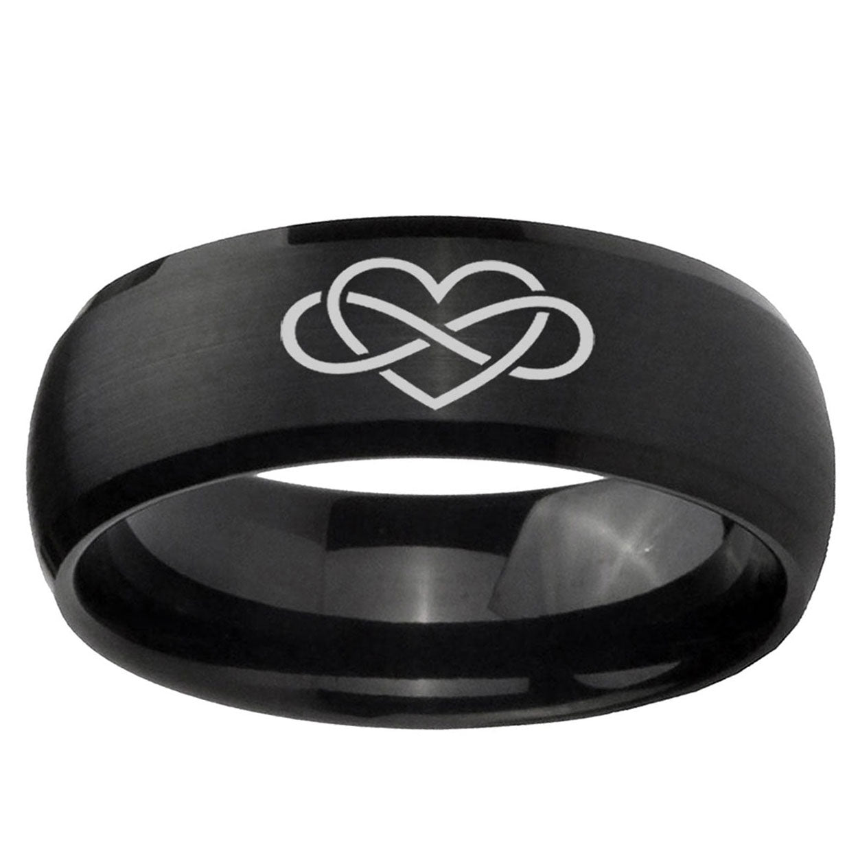 5MMInfinity Love Dome Brush Black Tungsten Custom Mens Ring