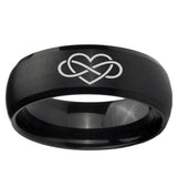 5, 8mm Infinity Love Dome Brush Black Tungsten Ring