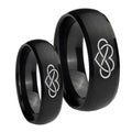 Infinity Love Dome Brush Black Tungsten Couple Wedding Rings