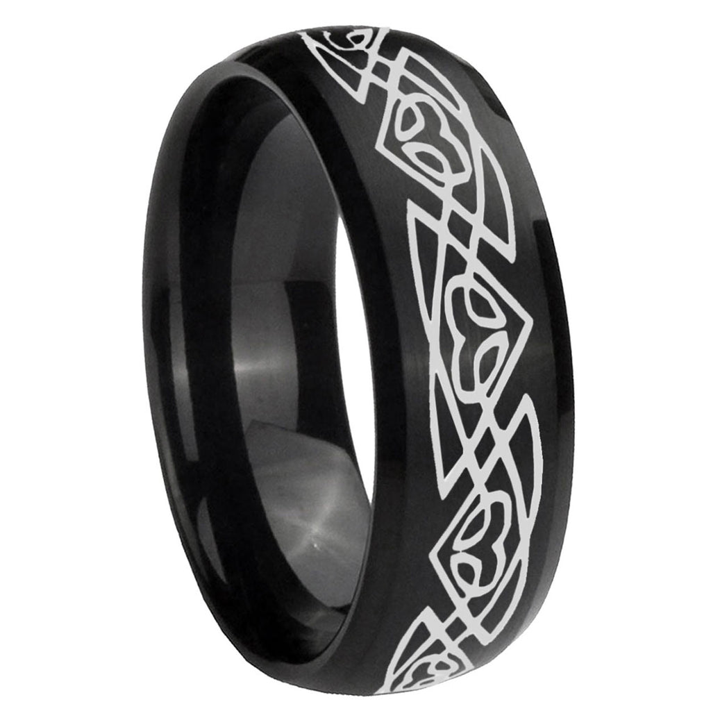 10mm Celtic Braided Dome Brush Black Tungsten Carbide Men's Engagement Band