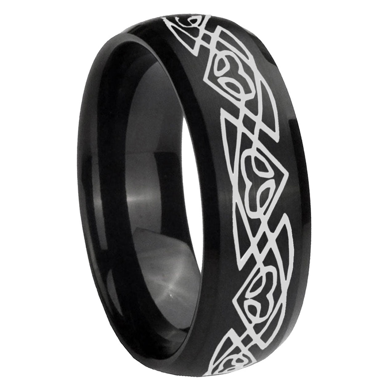 10mm Celtic Braided Dome Brush Black Tungsten Carbide Men's Engagement Band