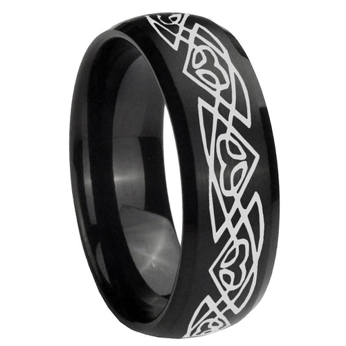 10mm Celtic Braided Dome Brush Black Tungsten Carbide Men's Engagement Band