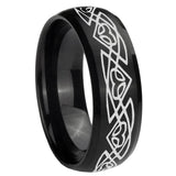 8mm Celtic Braided Dome Brush Black Tungsten Carbide Engagement Ring