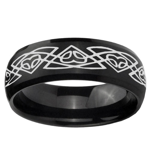 10mm Celtic Braided Dome Brush Black Tungsten Ring