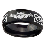 8mm-Irish-Claddagh-Dome-Brush-Black-Tungsten-Carbide-Mens-Anniversary-Ring