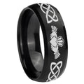 10mm Irish Claddagh Dome Brush Black Tungsten Carbide Men's Engagement Ring