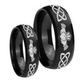 Irish Claddagh Dome Brush Black Tungsten Mens Set Ring