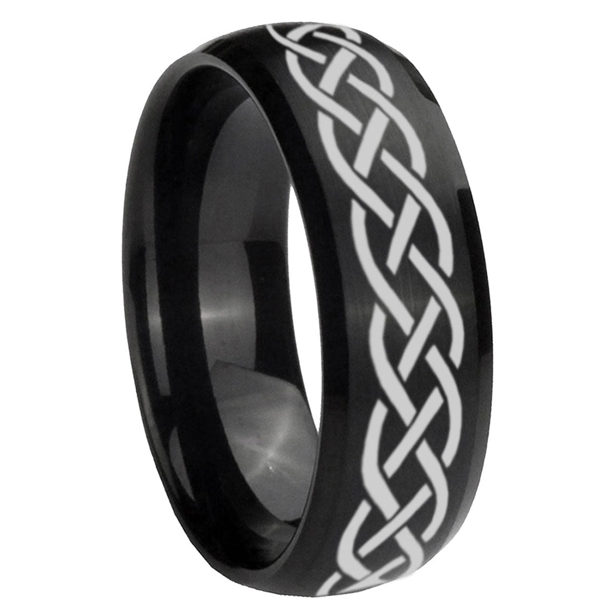 10mm Celtic Knot Dome Brush Black Tungsten Carbide Men's Engagement Band