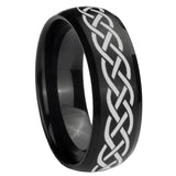 8mm Celtic Knot Dome Brush Black Tungsten Carbide Engagement Ring