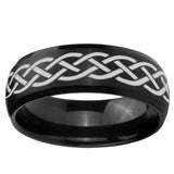 5, 8mm Celtic Knot Dome Brush Black Tungsten Ring