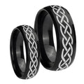 Celtic Knot Dome Brush Black Tungsten Couple Band Set