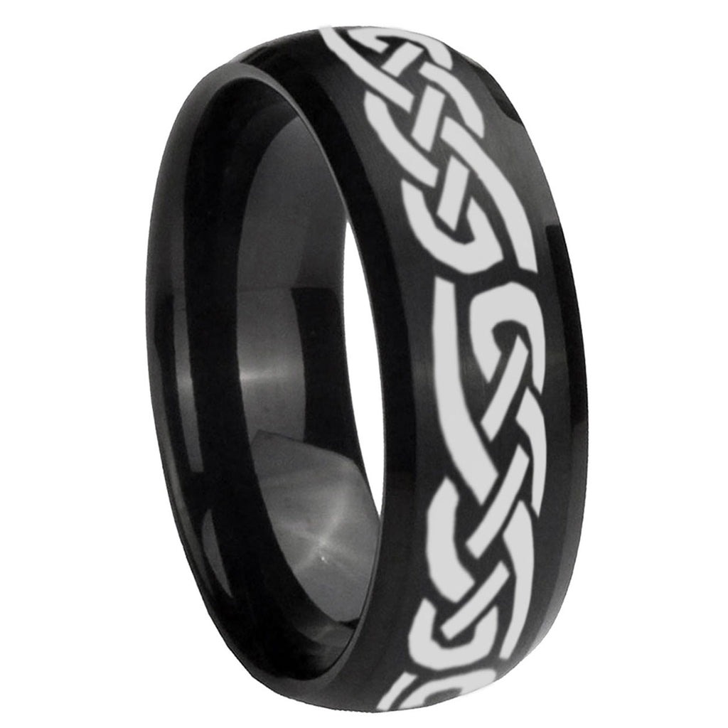 10mm Celtic Knot Infinity Love Dome Brush Black Tungsten Carbide Men's Engagement Band