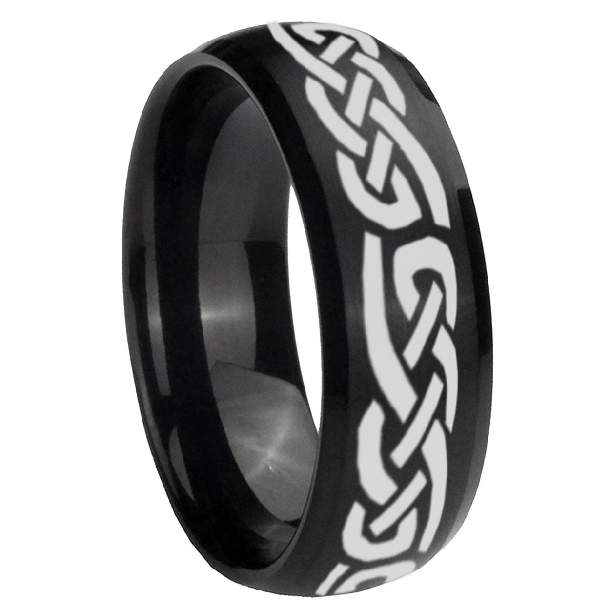 10mm Celtic Knot Infinity Love Dome Brush Black Tungsten Carbide Men's Engagement Band