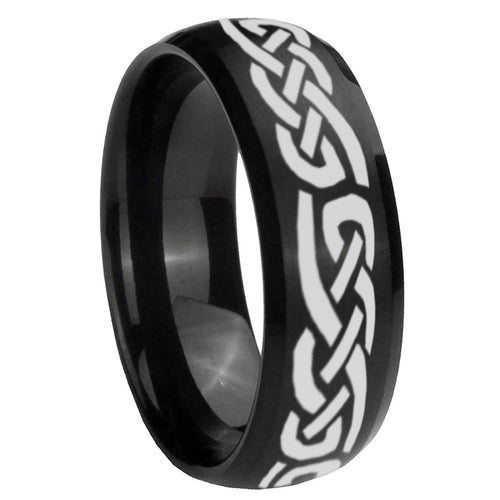 10mm Celtic Knot Infinity Love Dome Brush Black Tungsten Carbide Men's Engagement Band