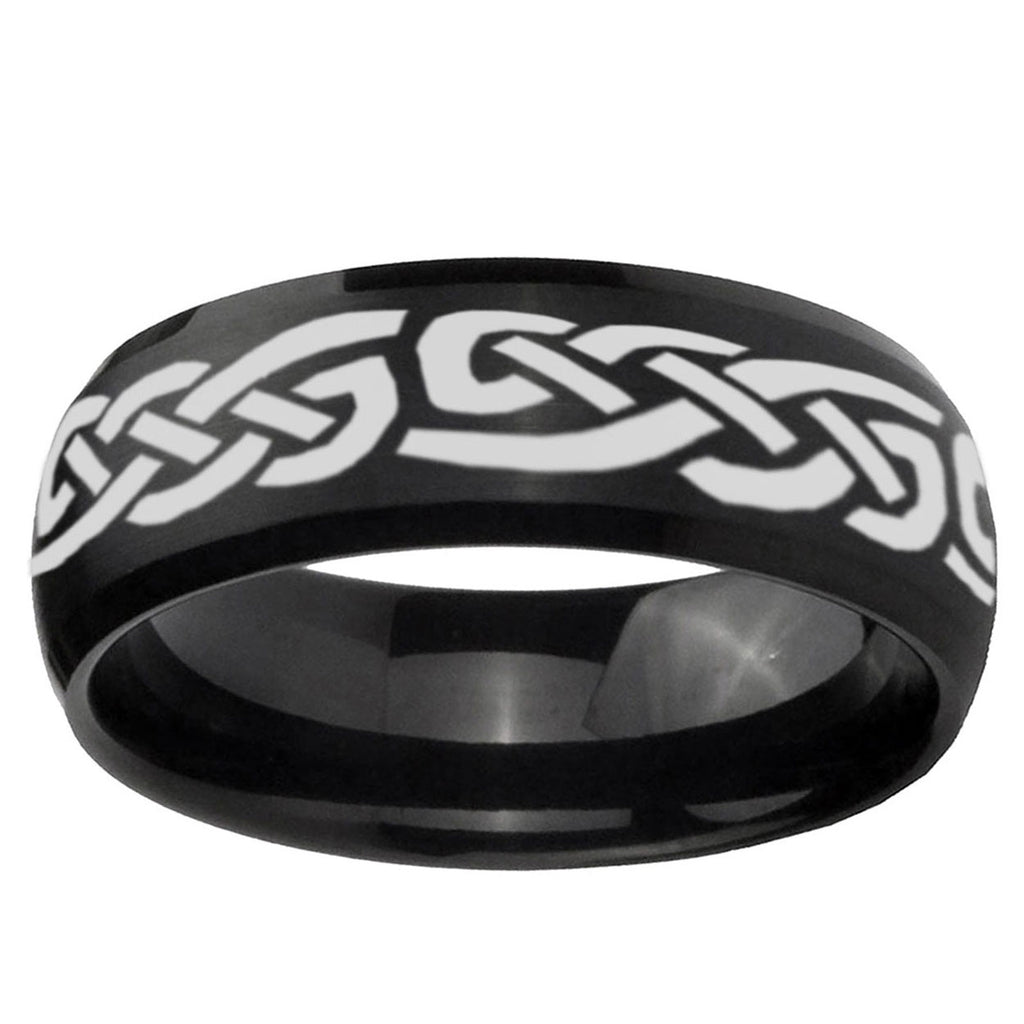 10mm Celtic Knot Infinity Love Dome Brush Black Tungsten Ring