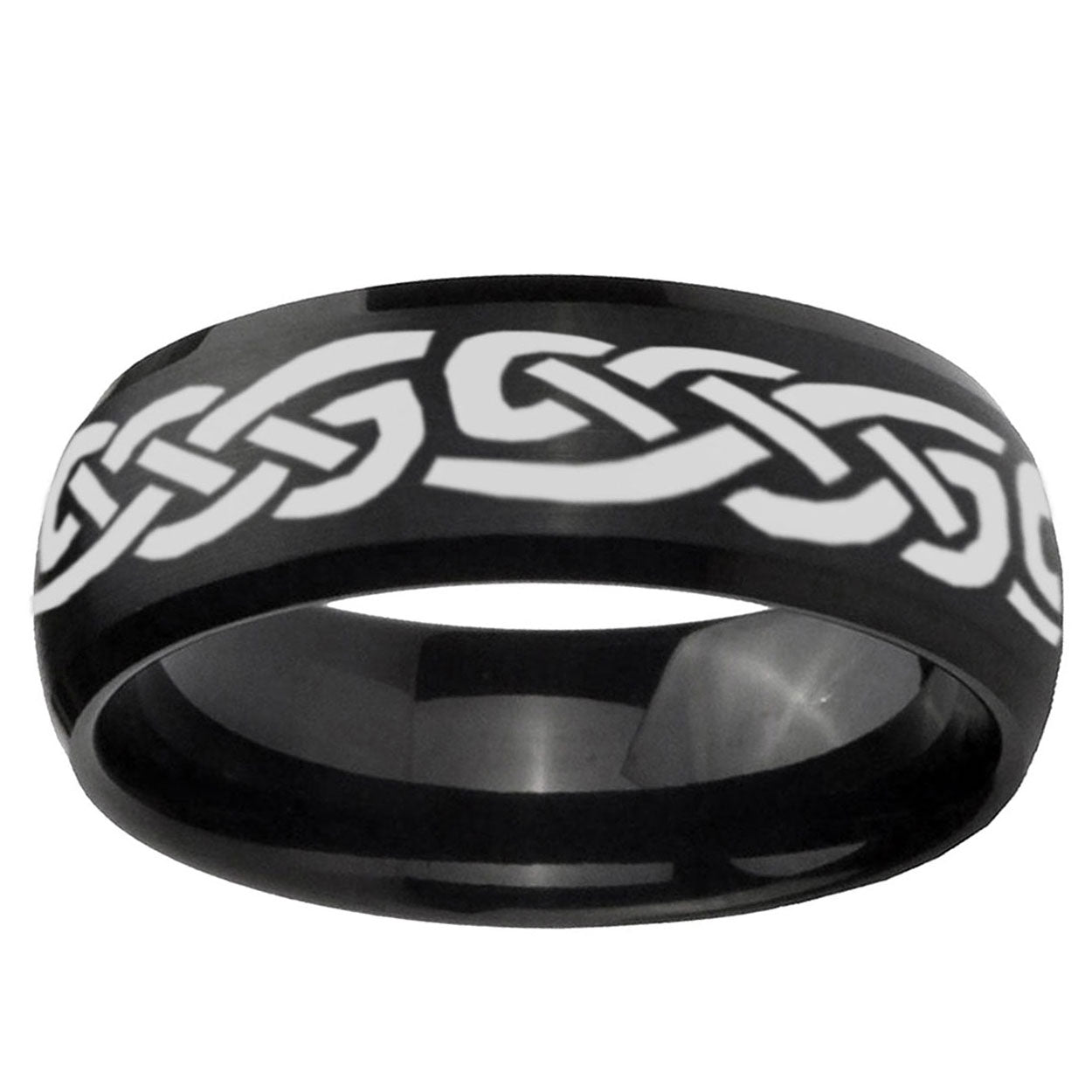 10mm Celtic Knot Infinity Love Dome Brush Black Tungsten Ring