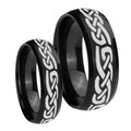 Celtic Knot Infinity Love Dome Brush Black Tungsten Bridal Ring Sets