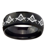 8mm-Masonic-Square-and-Compass-Dome-Brush-Black-Tungsten-Carbide-Engagement-Ring