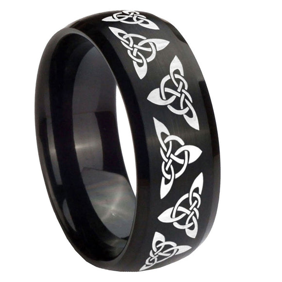 10mm-Celtic-Knot-Dome-Brush-Black-Tungsten-Carbide-Men's-Engagement-Band