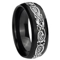 10mm Celtic Knot Dragon Dome Brush Black Tungsten Carbide Mens Engagement Ring