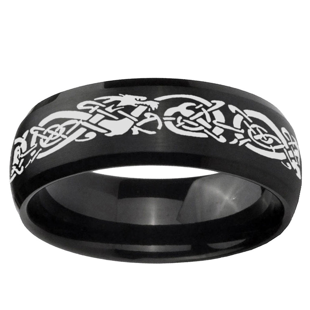 5MMCeltic Knot Dragon Dome Brush Black Tungsten Wedding Ring