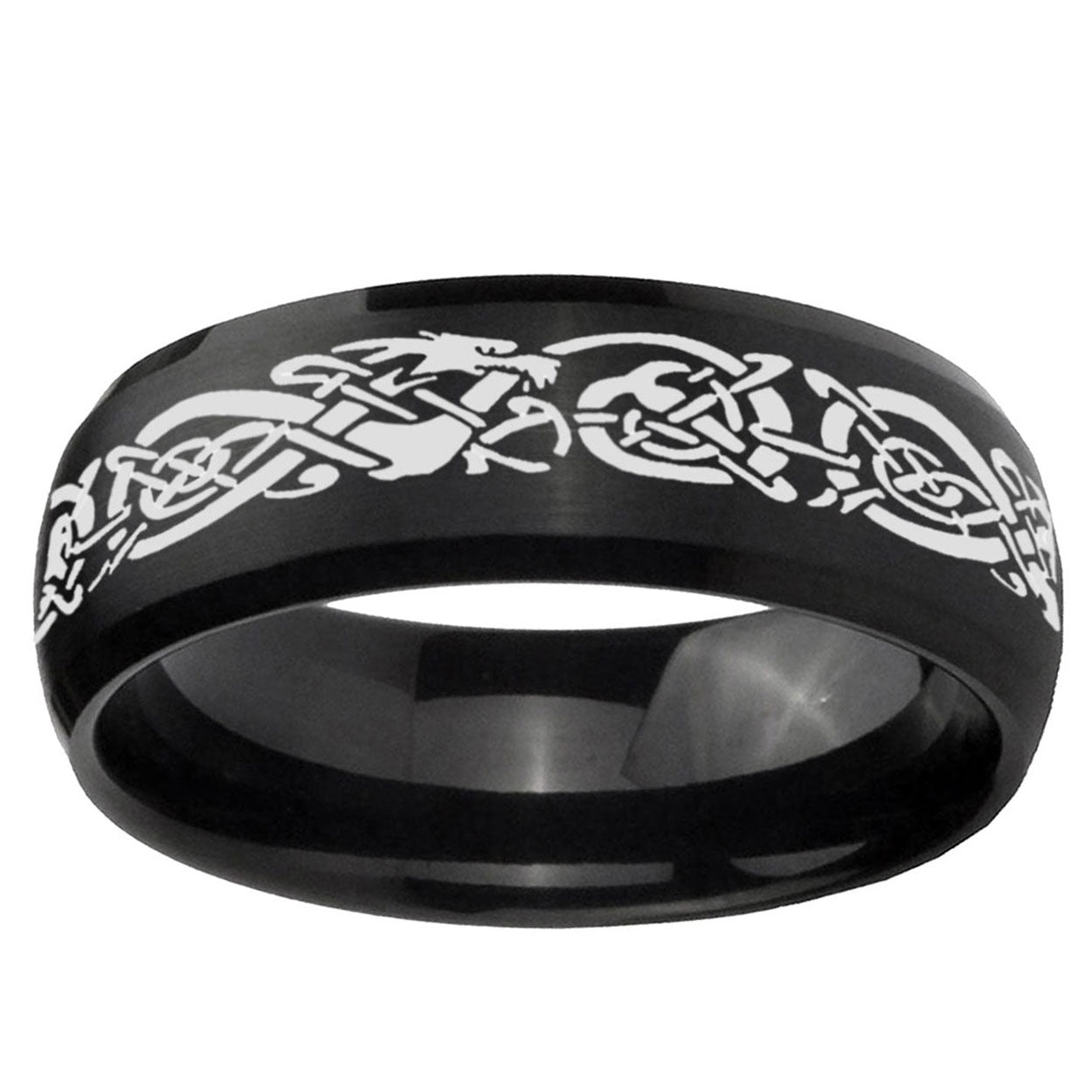 5MMCeltic Knot Dragon Dome Brush Black Tungsten Wedding Ring