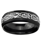 10mm Celtic Knot Dragon Dome Brush Black Tungsten Carbide Mens Engagement Ring