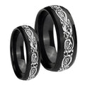 Celtic Knot Dragon Dome Brush Black Tungsten Mens Set Rings