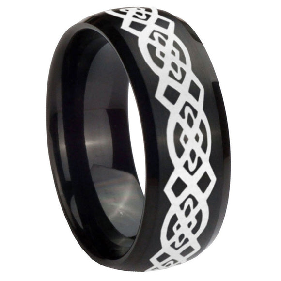 10mm-Celtic-Knot-Dome-Brush-Black-Tungsten-Carbide-Men's-Engagement-Ring