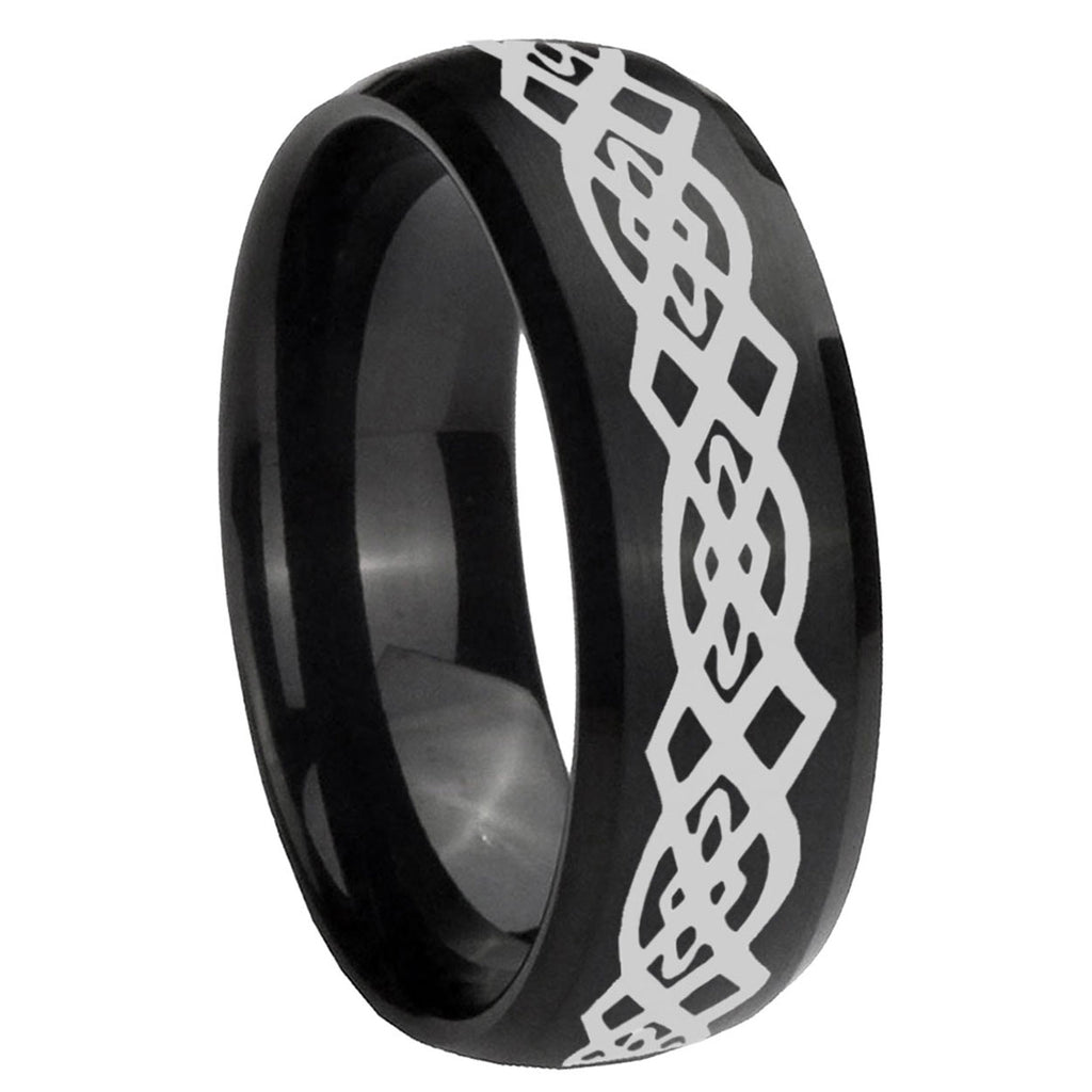 10mm Celtic Knot Dome Brush Black Tungsten Carbide Men's Engagement Ring