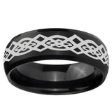 10mm Celtic Knot Dome Brush Black Tungsten Ring