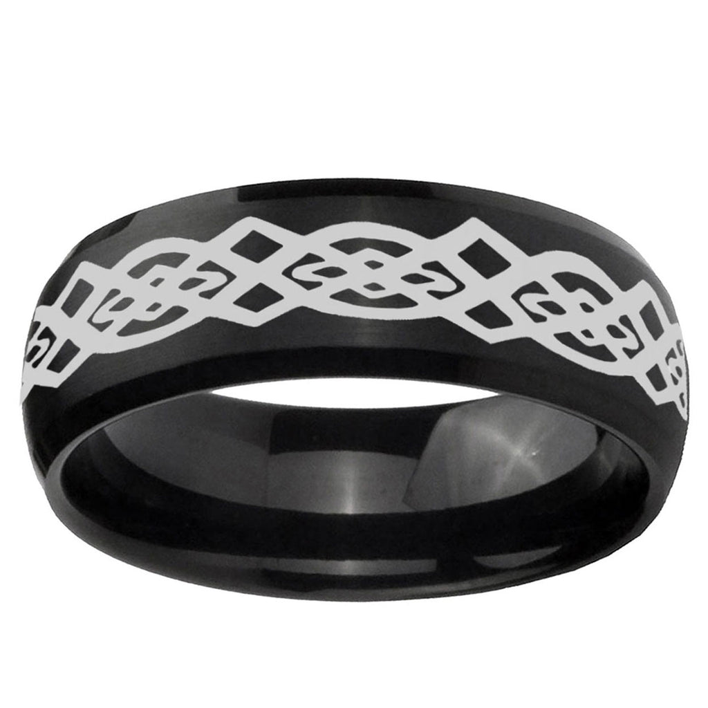 5MMCeltic Knot Dome Brush Black Tungsten Wedding Bands Ring
