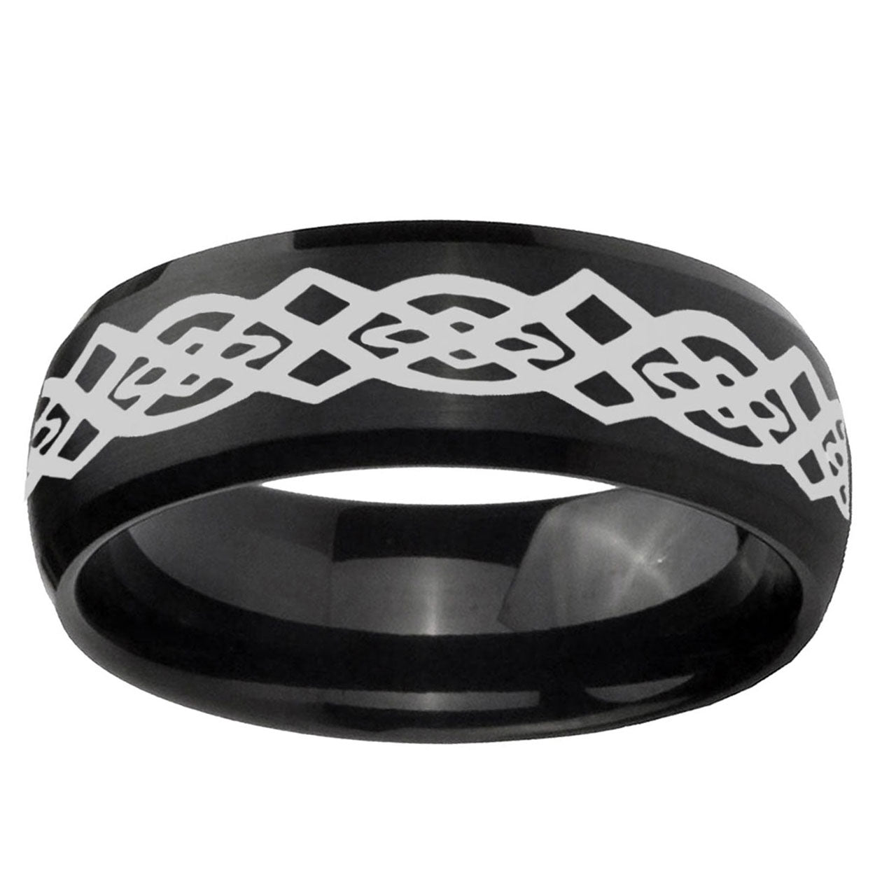 5MMCeltic Knot Dome Brush Black Tungsten Wedding Bands Ring