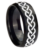 10mm-Laser-Celtic-Knot-Dome-Brush-Black-Tungsten-Carbide-Men's-Engagement-Band