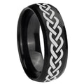 10mm Laser Celtic Knot Dome Brush Black Tungsten Carbide Men's Engagement Band