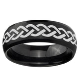 5, 8mm Laser Celtic Knot Dome Brush Black Tungsten Ring