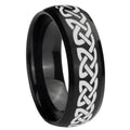 8MM Celtic Knot Love Dome Brush Black Tungsten Engagement Ring