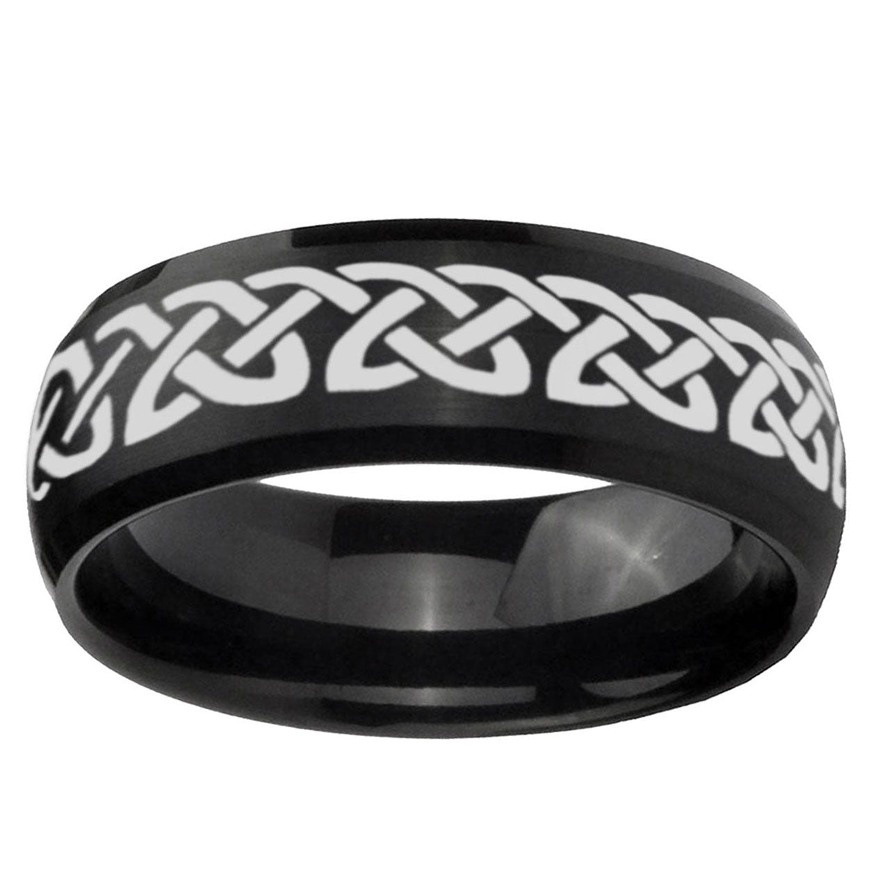 10mm Celtic Knot Love Dome Brush Black Tungsten Ring